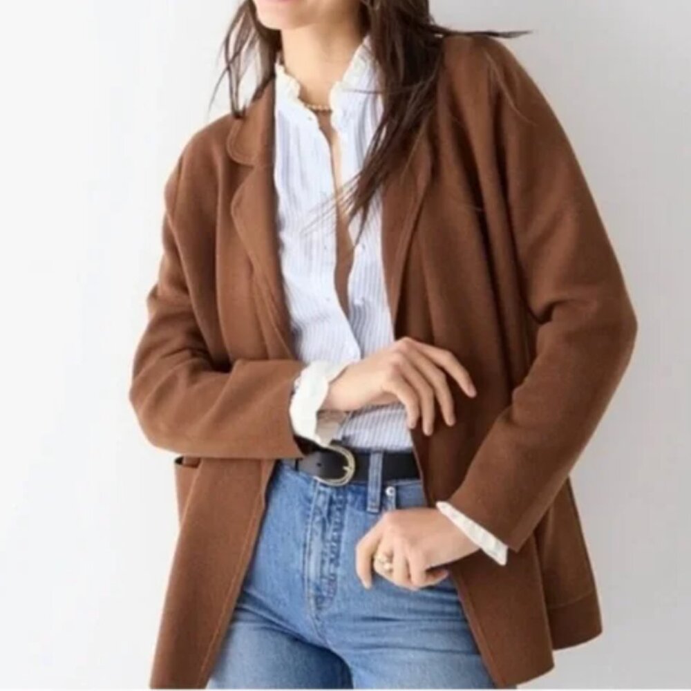 JCrew Eloise Sweater Blazer, Cardigan in Brown, Size M